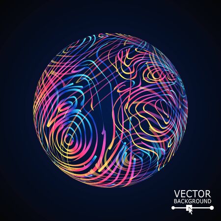 Sphere With Swirled Stripes. Vector Glowing Backgroundのイラスト素材
