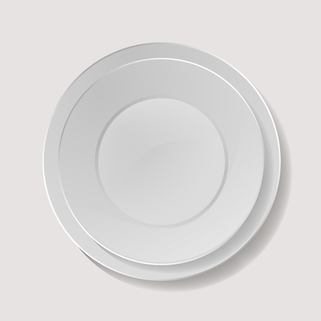 Realistic Plate Vector. Closeup Porcelain Mock Up Tableware Isolated. Clean Ceramic Kitchen Dish Top View. Cooking Template For Food Presentation.のイラスト素材