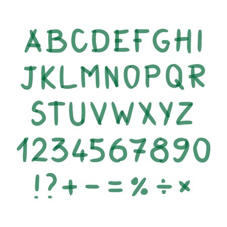 Marker Hand Written Doodle Symbols Vector. Letters, Numbersのイラスト素材