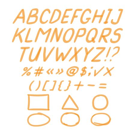 Marker Hand Written Doodle Letters, Mathematical Symbols Vectorのイラスト素材