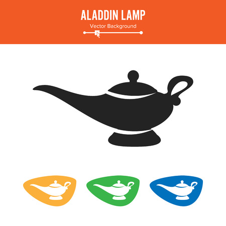 Aladdin Lamp Vector. Simple Black Silhouette Symbol On White Background.のイラスト素材