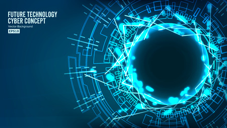 Futuristic Technology Connection Structure. Vector Abstract Background. Blue Electronic Network. Electronic Data Connect. Global Systemのイラスト素材