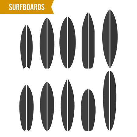 Surfboard Icon Vector Set. Black Surfing Board Symbol Isolated On White Background.のイラスト素材