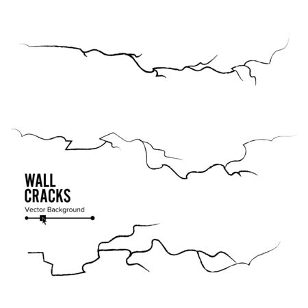 Wall Cracks Vector. Set Isolated On White Background.のイラスト素材