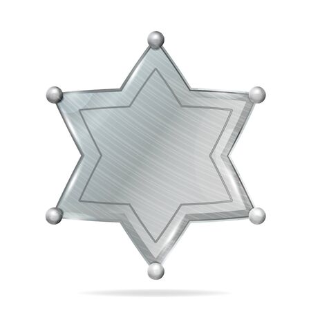 Sheriff Badge Star Vector. Realistic Blank Of Metal Sheriff Badge Star. Empty Blank With Shadow.のイラスト素材