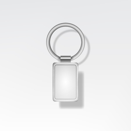 Template Metal Keychain Vector. Realistic Illustration. Key Chain Or Pendants Mock Up.のイラスト素材