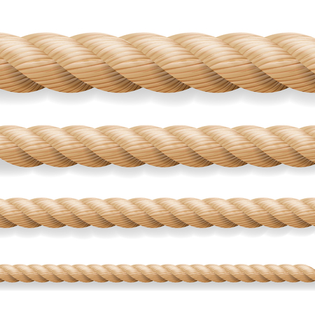 Realistic Rope Vector. Different Thickness Rope Set Isolated On White Background.のイラスト素材