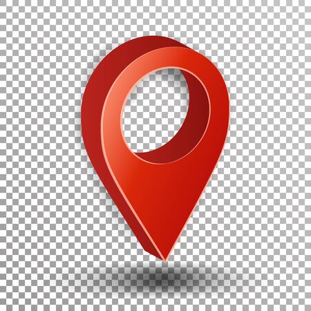 3d Map Pointer Vector. Red Navigator Symbol Isolated On Checkered Backgroundのイラスト素材