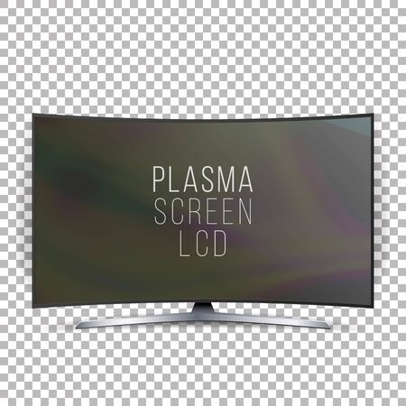 Screen Lcd Plasma Vector. Curved TV Modern Blank Led Screen Panel Isolated On White Background. Realistic Illustrationのイラスト素材