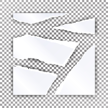 Paper Blank Vector. Realistic Scraps Of Papers With Shadow. Material Design Illustrationのイラスト素材