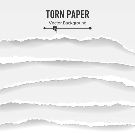 Artistic design of a Torn Paper Blank Vector. Collection Of White Torn Paper. Ripped Edges With Shadow.のイラスト素材