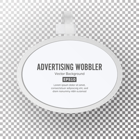 Plastic Advertising Wobbler Vector. Blank White Paper Plastic Advertising Price Wobbler Front View With Soft Shadowのイラスト素材