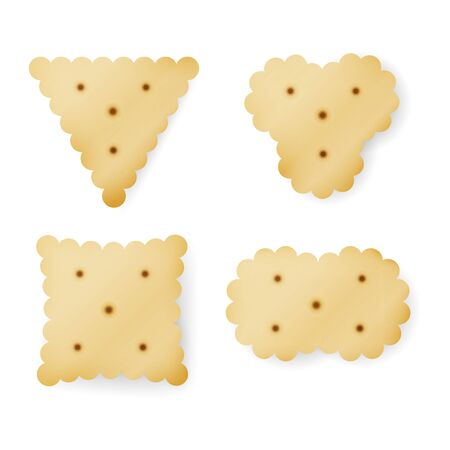 Cracker In Different Shapes. Yellow Cookie Vectorのイラスト素材