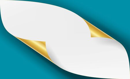 Curled Metallic Corner Vector. Realistic Paper With Soft Shadow Mock Up Close Up Isolated.のイラスト素材