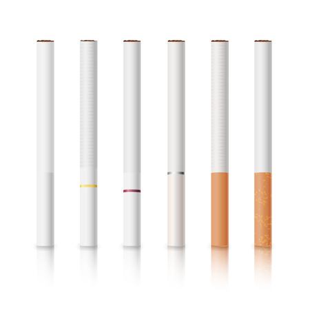 Cigarettes Set With White And Yellow Filters Isolated Vector Illustrationのイラスト素材