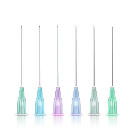 Medical Needlie For Injection. Set Isolated on Whiteのイラスト素材