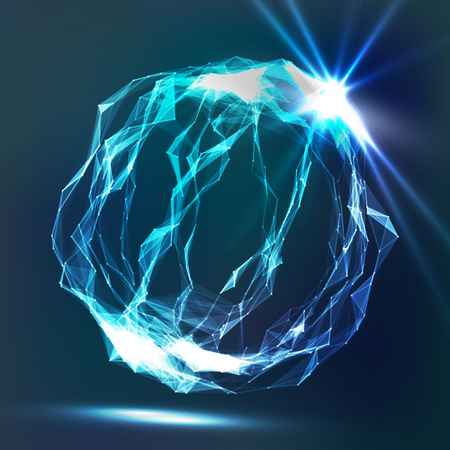 Splash Of Glowing Particles. Futuristic Cyber Backdrop. Flying Debris. 3D Vector Illustration.のイラスト素材