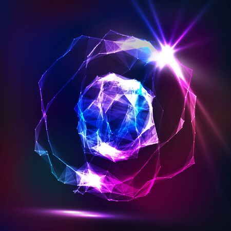 Splash Particles. Connection Structure. Digital Abstract Background With Glowing Halftone, Flying Debris. 3D Vector Illustration.のイラスト素材