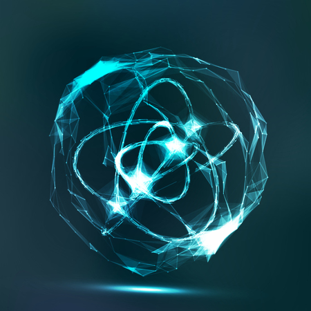 Splash Particles. Connection Structure. Digital Abstract Background With Glowing Halftone, Flying Debris. 3D Vector Illustration.のイラスト素材