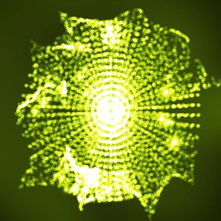 Digital Abstract Background With Glowing Halftone, Flying Debris.のイラスト素材