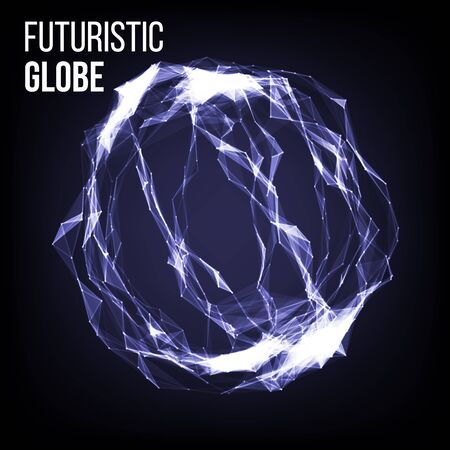 Flying Debris. 3D Vector Illustration. Science And Technology Background. Futuristic Earth Globe. 3d Planet Concept.のイラスト素材