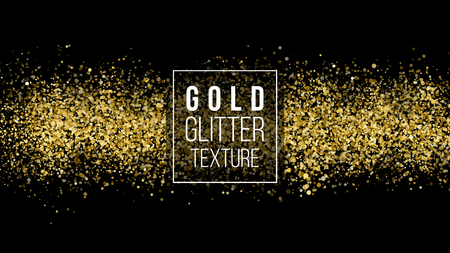 Gold Glitter Texture On A Black Background. Holiday Background. Golden Explosion Of Confetti.のイラスト素材