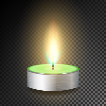 Burning 3D Realistic Dinner Candles. Dark Transparent Backgroundのイラスト素材