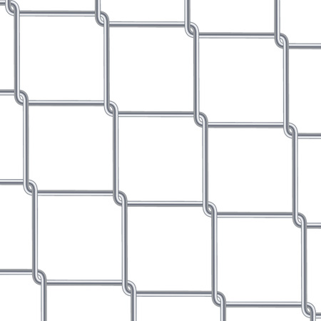Chain Link Fence Background. Industrial Style Wallpaper. Realistic Geometric Texture. Steel Wire Wall Isolated On White. Vector illustrationのイラスト素材