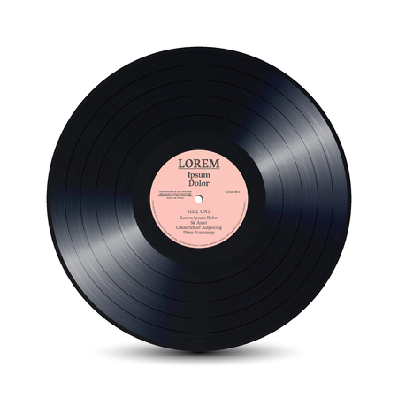 Vinyl Disc With Shiny Grooves. Old Retro Records. Isolated Vectorのイラスト素材
