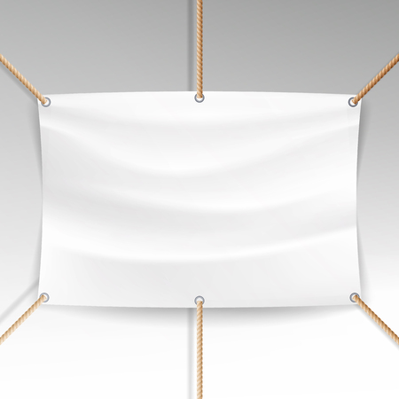 White Banner Vector. Realistic Horizontal Rectangular Advertisingのイラスト素材