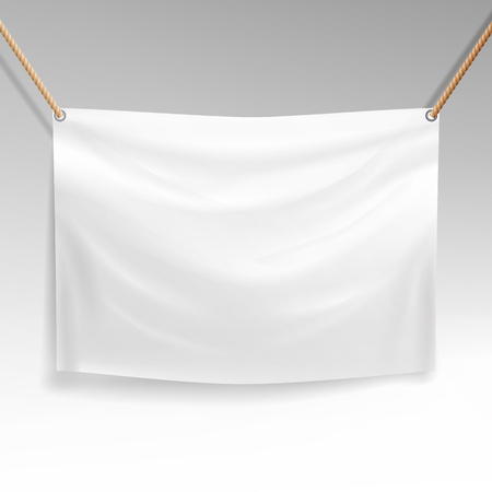 White Banner Vector. Realistic Horizontal Rectangular Advertisingのイラスト素材