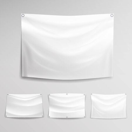 White Banner Vector. Realistic Horizontal Rectangular Advertisingのイラスト素材