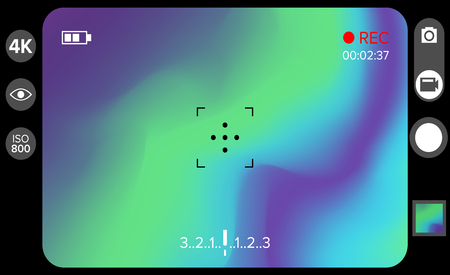 Camera Viewfinder Vector. Focusing screen of the camera. Viewfinder camera recording. Vector template for your design.のイラスト素材