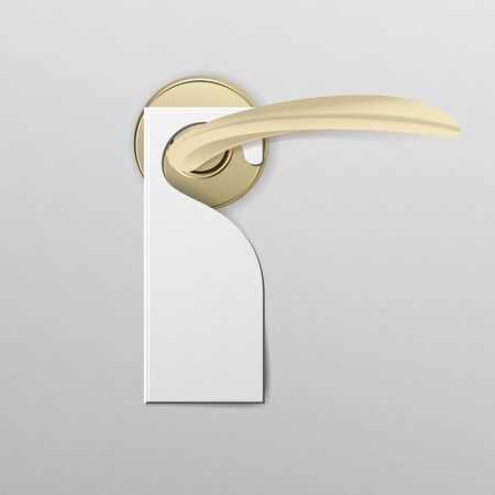 Metal Door Handle Lock with Hanger. Realistic Mock Up. Do Not Disturb. Vector Illustration. Vector Illustrationのイラスト素材