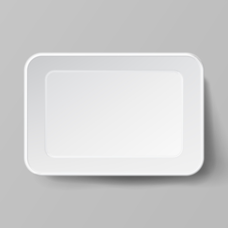 Empty Blank Styrofoam Plastic Food Tray Container. White Empty Mock Up. Good For Package Design.のイラスト素材