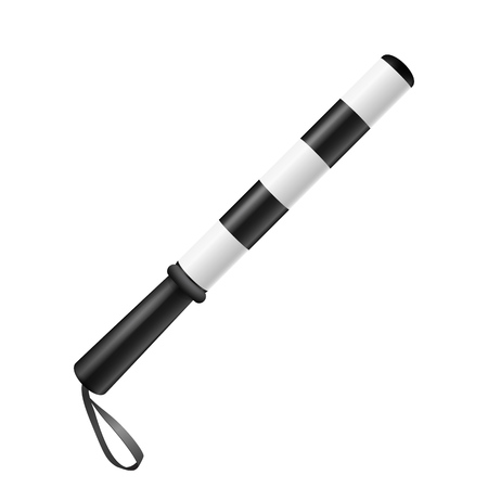 Traffic Police Stick Vector. Black And White Lines. Road Traffic Control Equipment. 3D Realistic Illustration Isolated On Whiteのイラスト素材