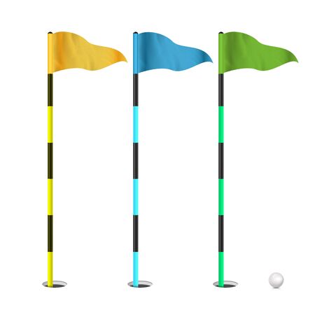 Golf Flags Vector. Realistic Flags Of The Golf Course. Isolated Illustration.のイラスト素材
