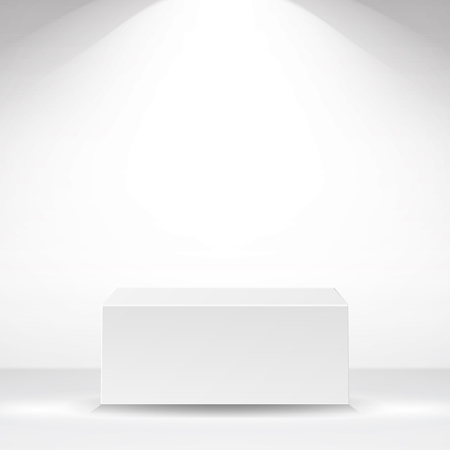 White Square Platform Vector. White Interior Background. Vector Illustration.のイラスト素材