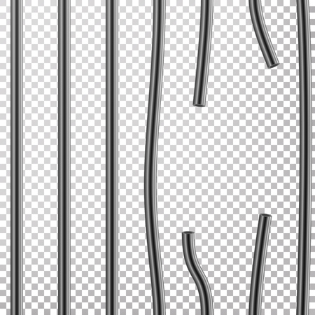 Broken Prison Bars Vector. Way Out To Freedom. Jail Break Concept. Prison-Breaking Illustration. Transparent Background.のイラスト素材