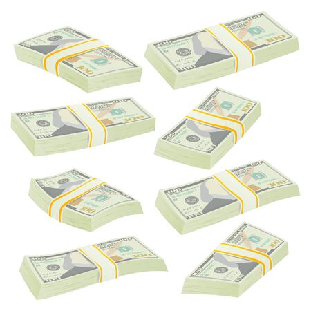 Money Stacks Vector. Realistic Concept. 3D Dollar Banknotes. Cash Symbol. Money Bill Isolated Illustration.のイラスト素材