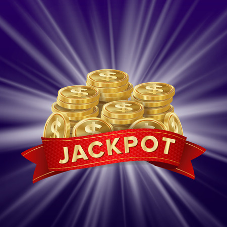 Jackpot Background Vector. Golden Casino Treasure. Big Win Banner For Online Casino, Card Games, Poker, Roulette.のイラスト素材