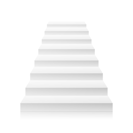 White Empty Staircase Vector. Steps. For Business Progress, Achievement, Growth, Career, Success, Development Concept.のイラスト素材
