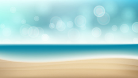 Summer Beach Vector Background. Blur Sea Coast. Outdoor Summer Vacation. Cruise Illustrationのイラスト素材