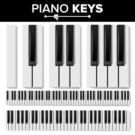 Piano Keyboard Vector. Realistic Isolated Illustration. Musical Piano Key Top View. Keyboard Padのイラスト素材