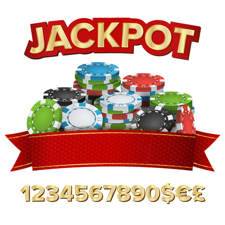 Jackpot Winner Background Vector. Gambling Poker Chips Illustration. For Online Casino, Card Games. Isolatedのイラスト素材