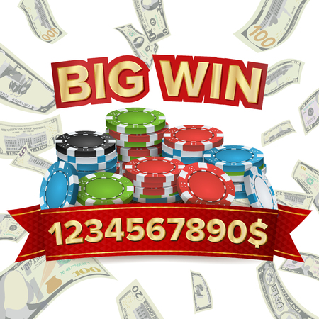Big Winner Poster Vector. You Win. Explosion Money. Gambling Chipsのイラスト素材