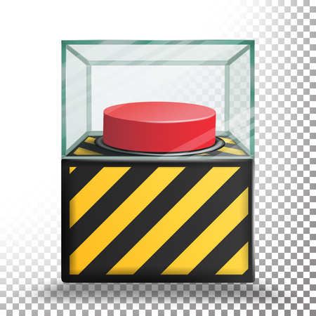 Panic Button Isolated Vector. Red Alarm Shiny Button. Transparent Background Illustrationのイラスト素材