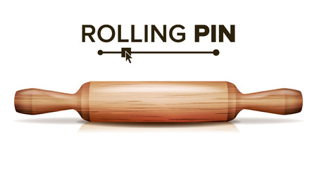 Realistic Rolling Pin Vector. Cooking Equipment. Isolated On White Background Illustrationのイラスト素材