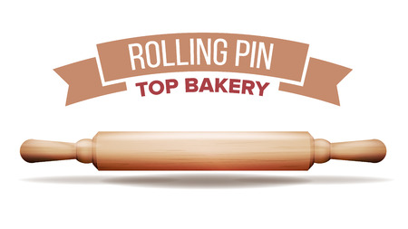Classic Kitchen Rolling Pin Vector. Dough Equipment. Wooden Roller. Isolated Illustrationのイラスト素材