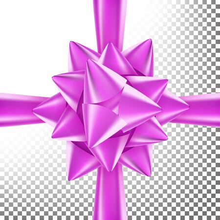 3D Bow Ribbon Vector. Beautiful Bright Ribbon. Decoration For Birthday Gift, Anniversary, Party Design. Isolated On Transparent Background Illustration.のイラスト素材